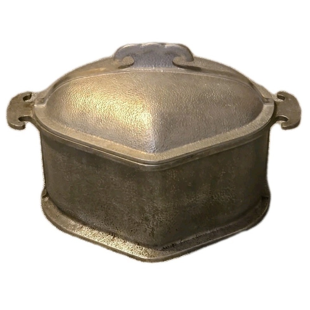 Vintage Guardian Service Ware 2-Qt Triangle Pot w/ Original Metal Hammered Lid